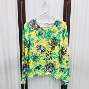 Isaac Mizrahi Crochet Neck Cottage Rose Cardigan